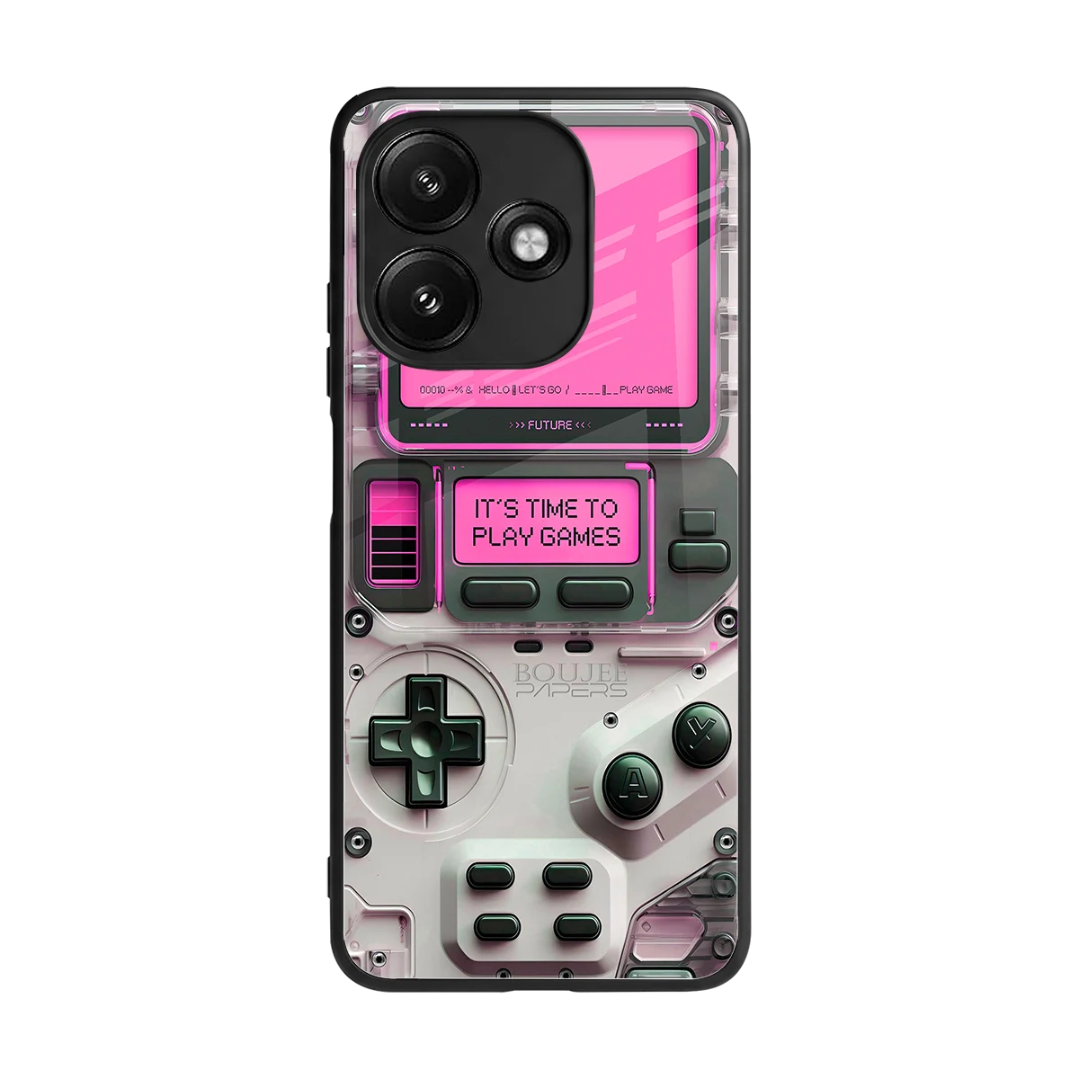 Gameboy Pink back phone cover | glass case for redmi 12 5g