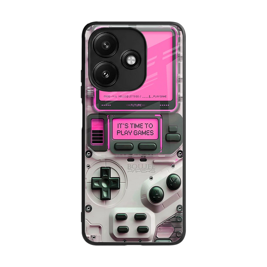 Gameboy Pink back phone cover | glass case for redmi 12 5g