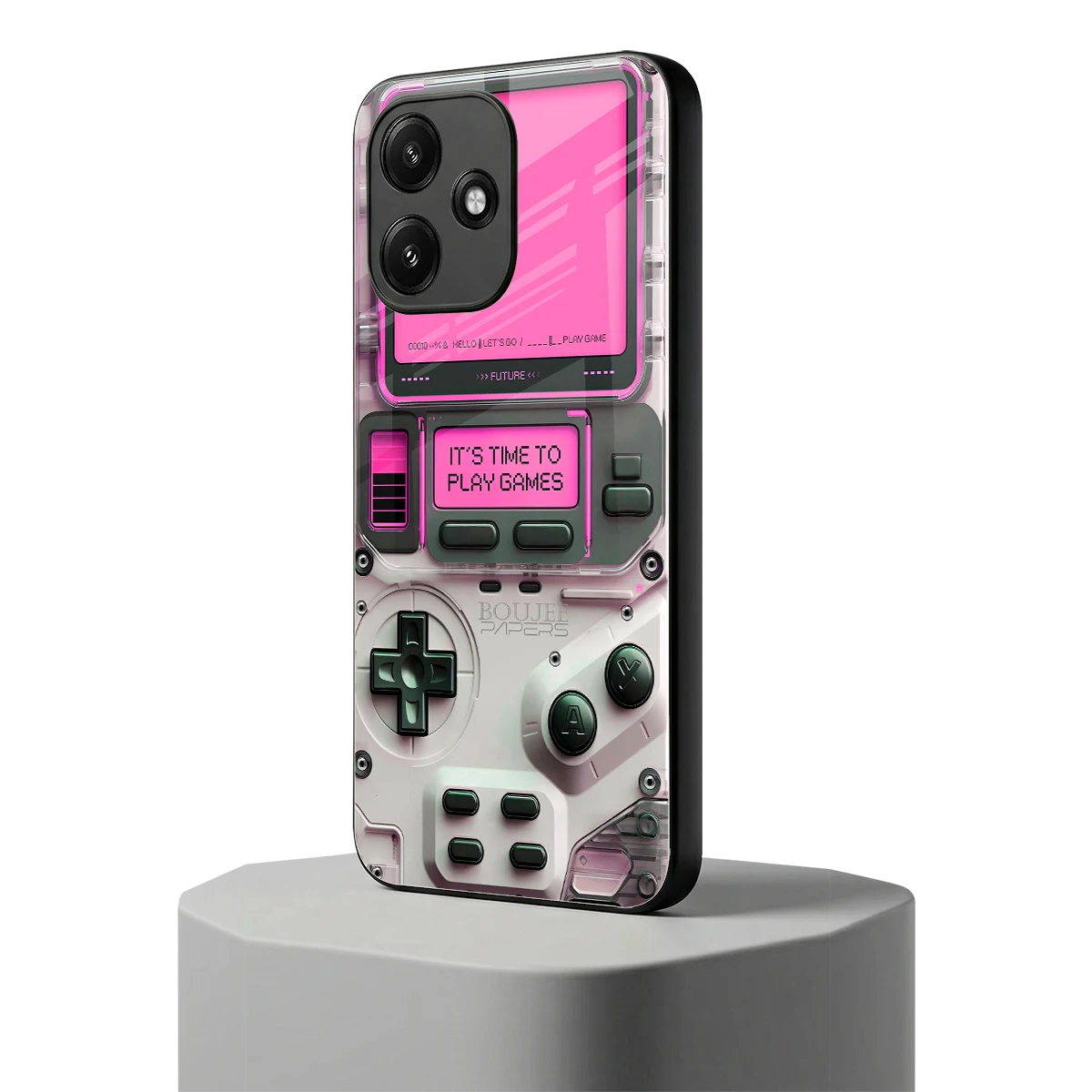 Gameboy Pink redmi 12 5g mobile cover | shockproof glass phone case