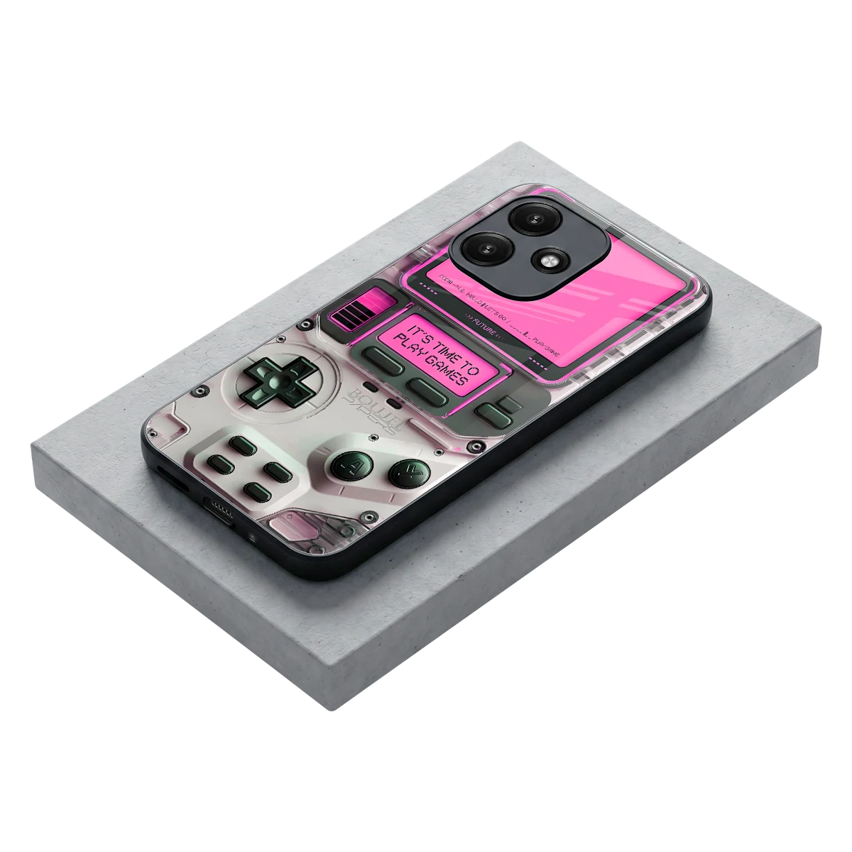 Gameboy Pink stylish phone case for redmi 12 5g | glossy glass and slim fit