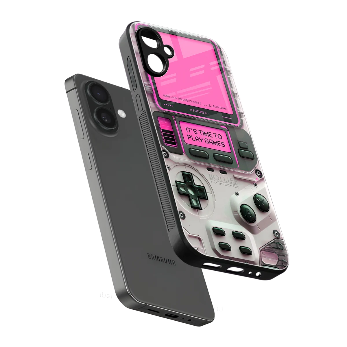 Gameboy Pink sleek samsung galaxy a06 5g cover with tempered glass back and TPU edges