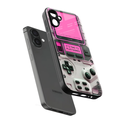 Gameboy Pink sleek samsung galaxy a06 5g cover with tempered glass back and TPU edges