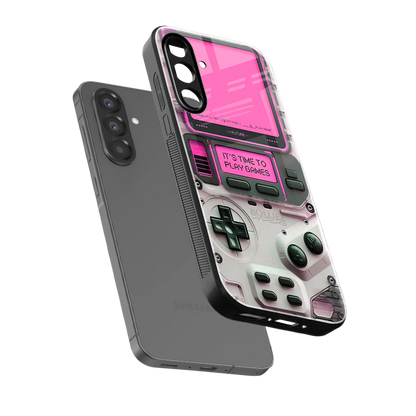 Gameboy Pink sleek samsung galaxy a36 5g cover with tempered glass back and TPU edges
