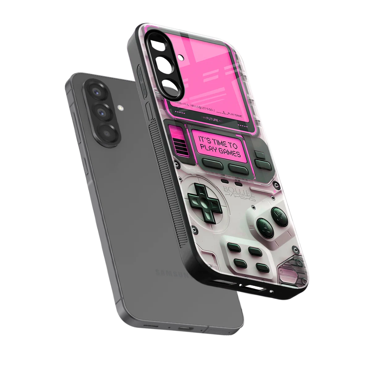 Gameboy Pink sleek samsung galaxy a17 5g cover with tempered glass back and TPU edges