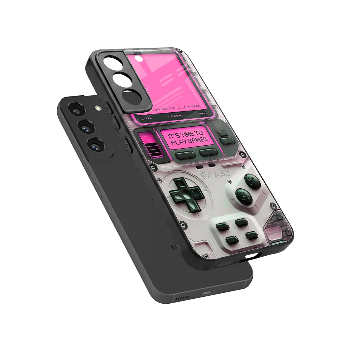 Gameboy Pink sleek samsung galaxy s22 cover with tempered glass back and TPU edges