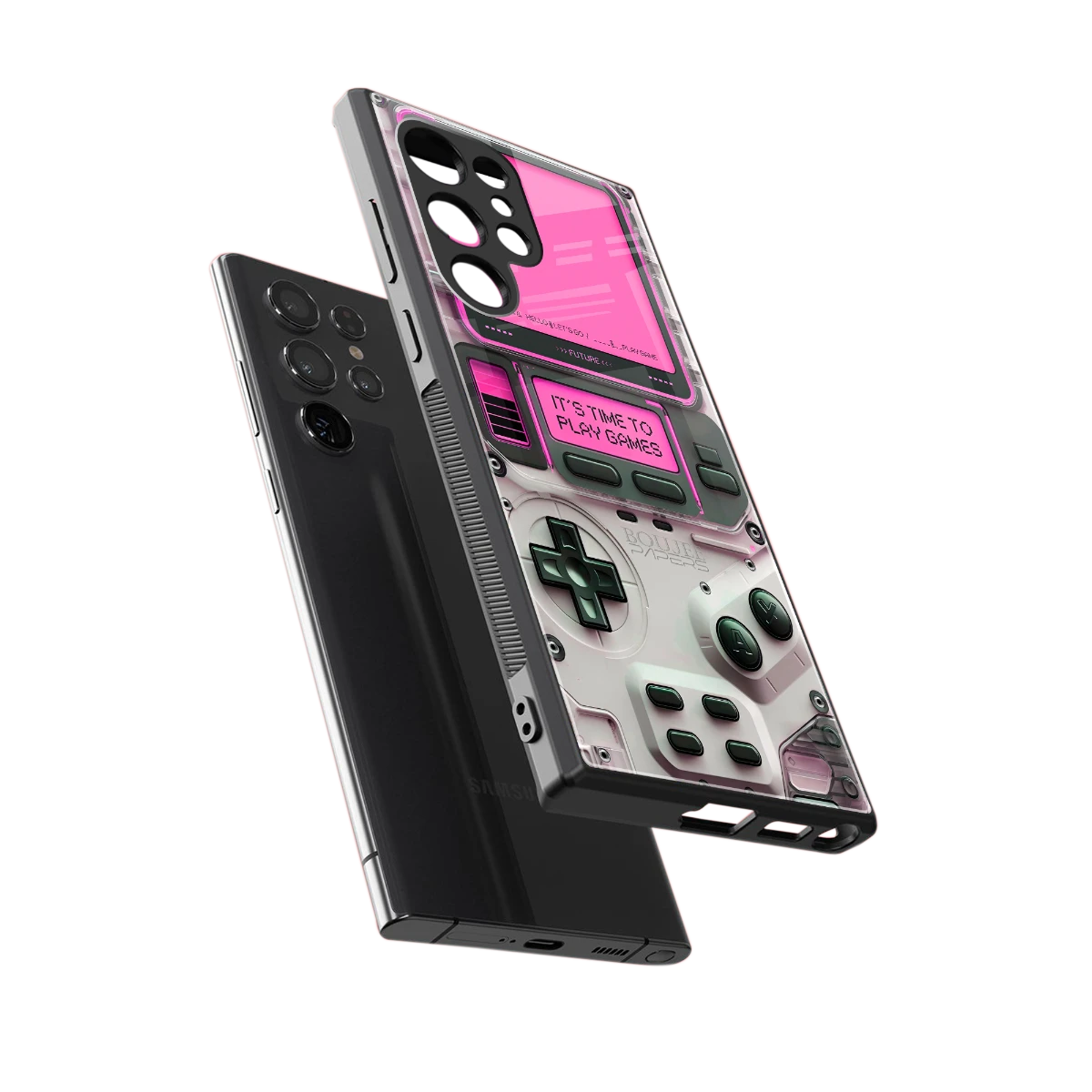 Gameboy Pink sleek samsung galaxy s23 ultra cover with tempered glass back and TPU edges