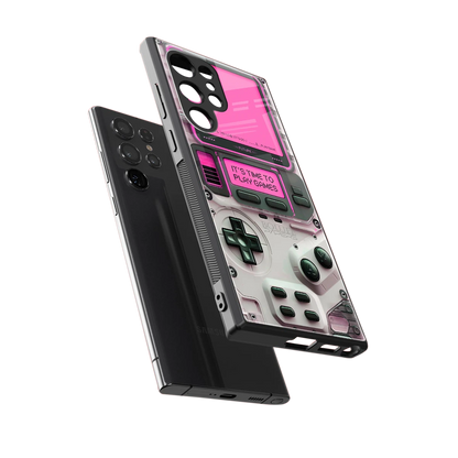 Gameboy Pink sleek samsung galaxy s23 ultra cover with tempered glass back and TPU edges