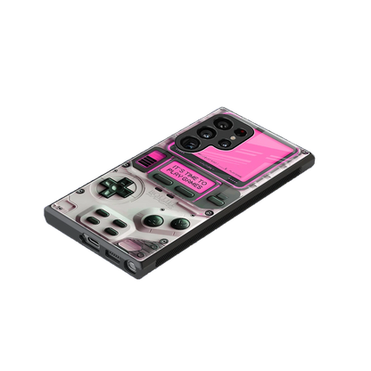 Gameboy Pink stylish phone case for samsung galaxy s24 ultra | glossy glass and slim fit