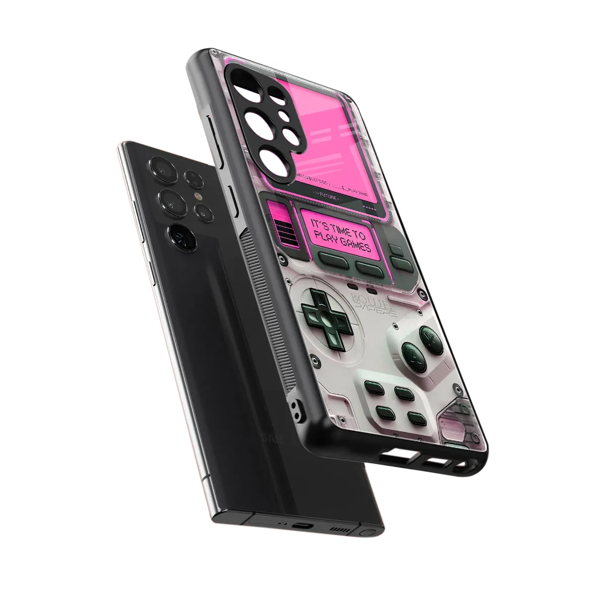 Gameboy Pink sleek samsung galaxy s25 ultra cover with tempered glass back and TPU edges