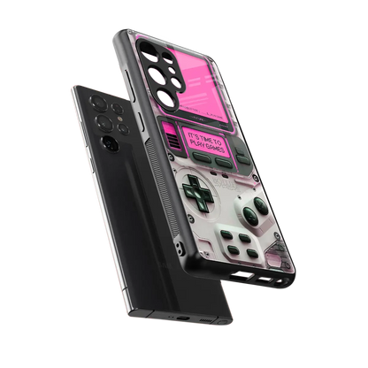Gameboy Pink sleek samsung galaxy s25 ultra cover with tempered glass back and TPU edges