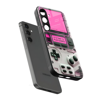 Gameboy Pink sleek samsung galaxy s24 cover with tempered glass back and TPU edges