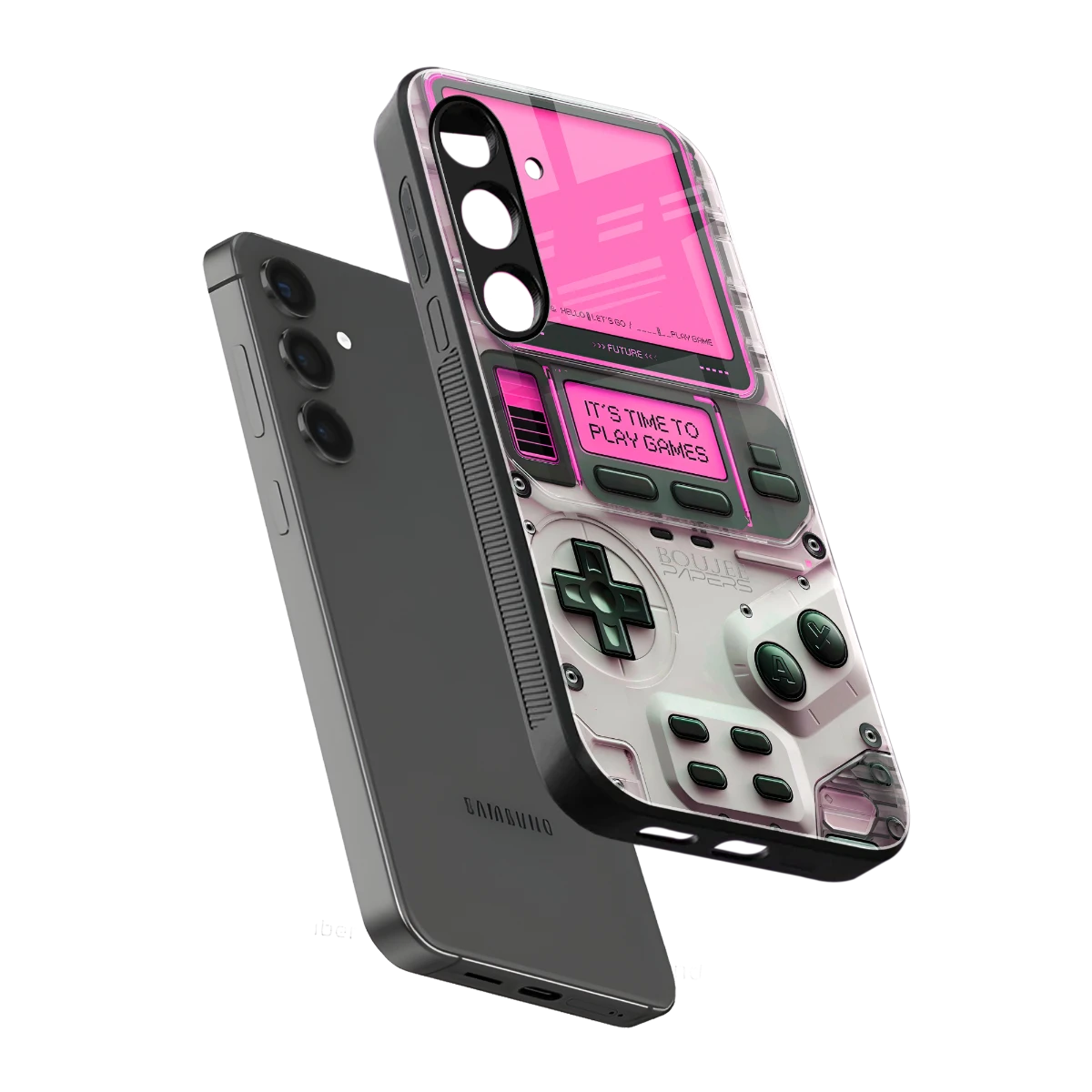 Gameboy Pink sleek samsung galaxy s23 fe cover with tempered glass back and TPU edges