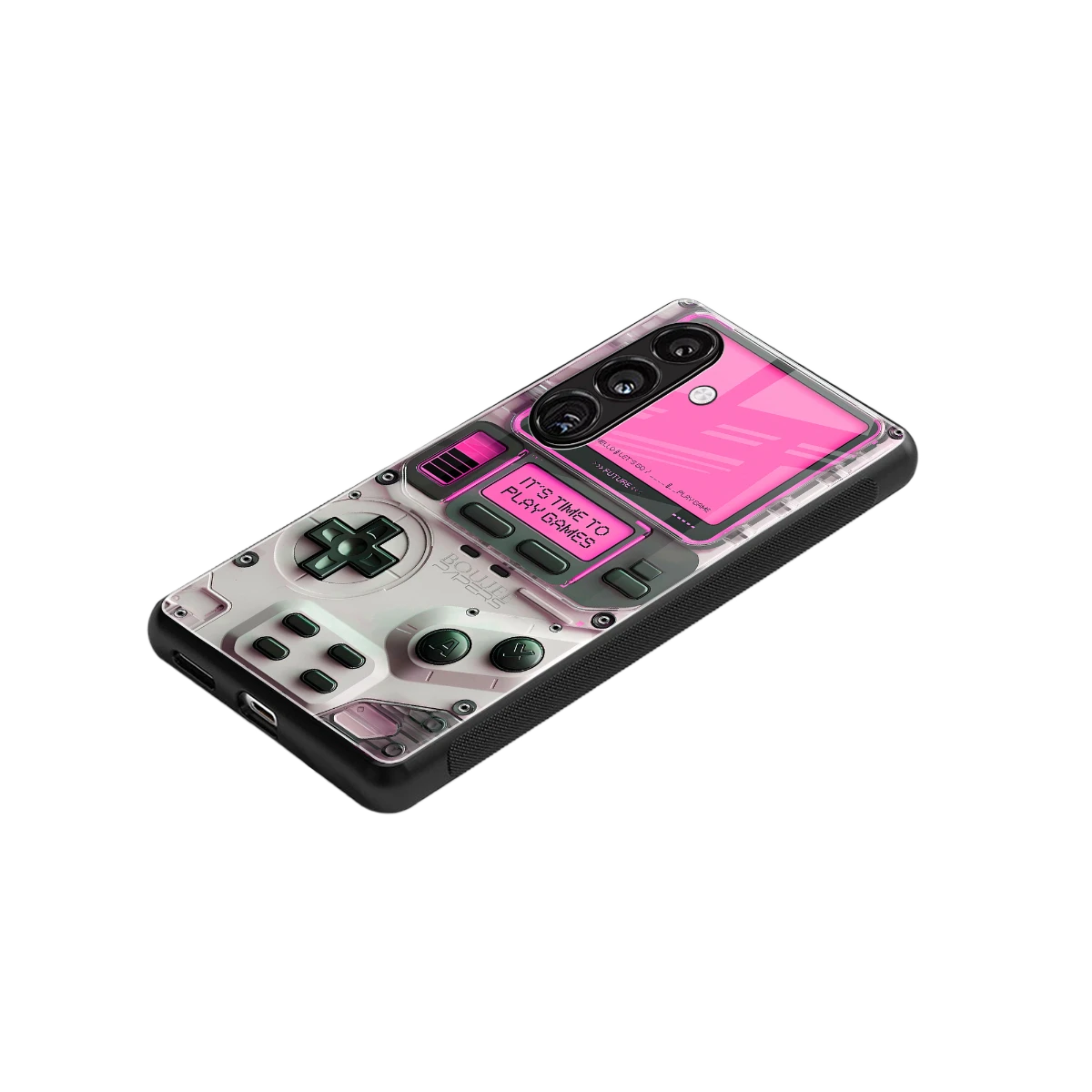 Gameboy Pink stylish phone case for samsung galaxy s25 | glossy glass and slim fit