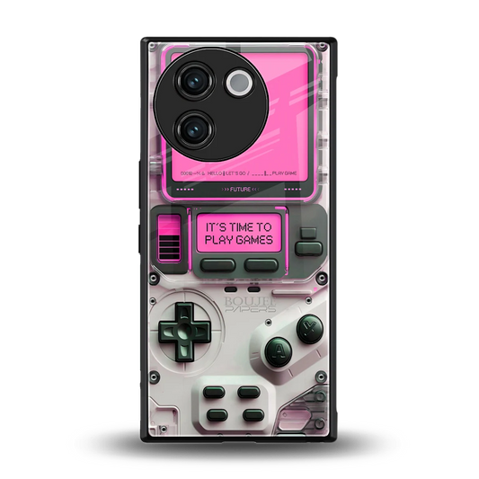 Gameboy Pink back phone cover | glass case for vivo v30e