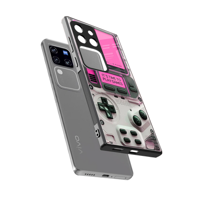 Gameboy Pink sleekvivo v30 pro cover with tempered glass back and TPU edges