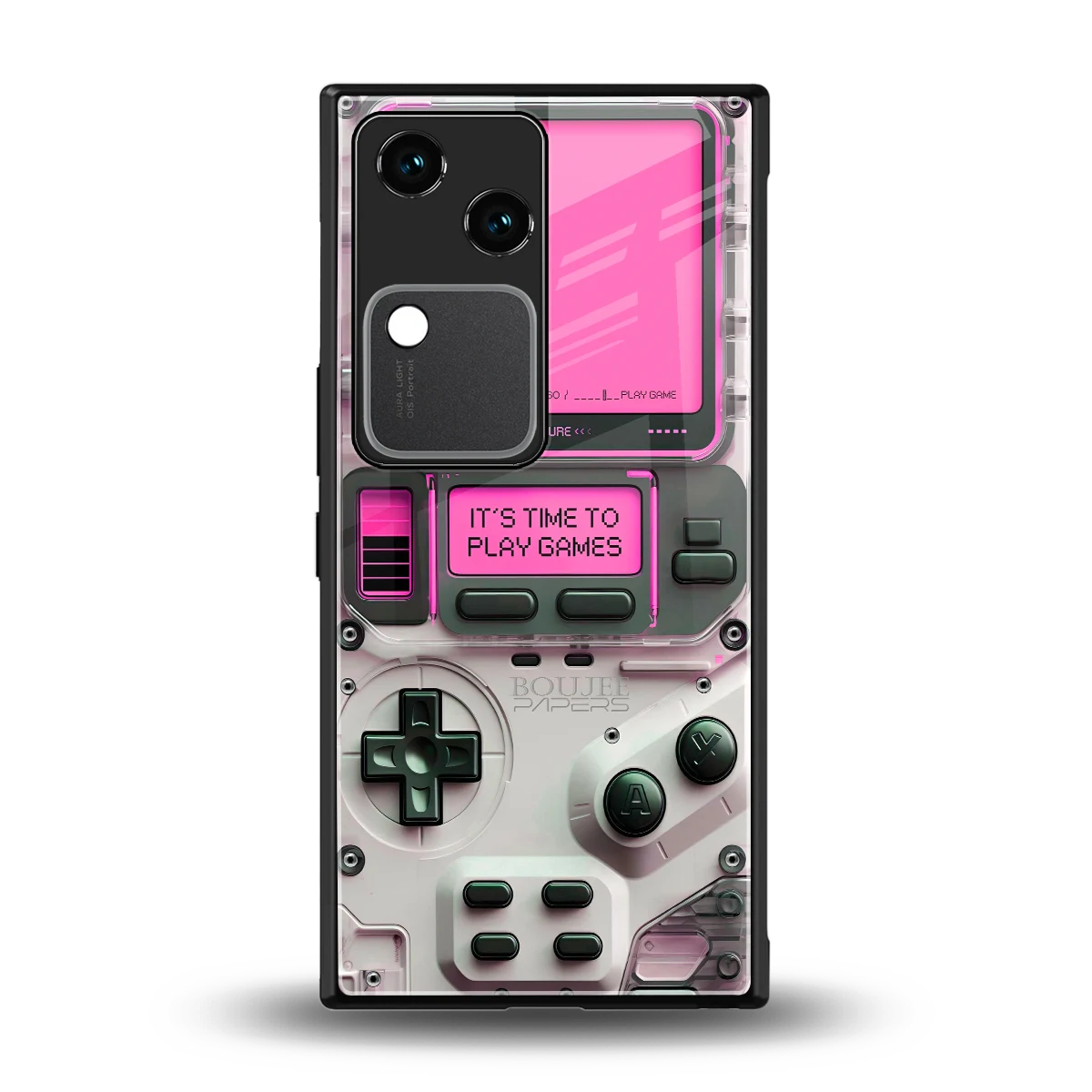 Gameboy Pink back phone cover | glass case for vivo v30