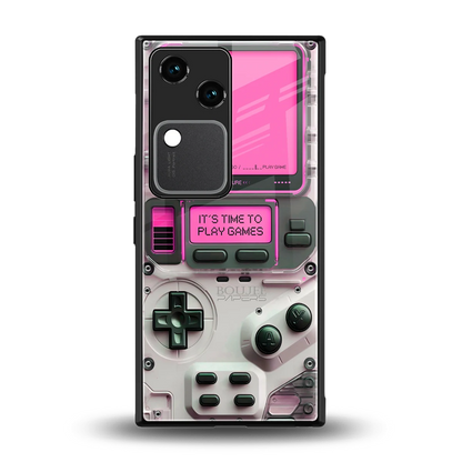 Gameboy Pink back phone cover | glass case for vivo v30