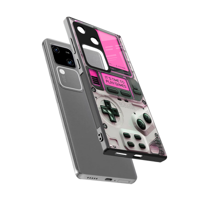Gameboy Pink sleek vivo v30 cover with tempered glass back and TPU edges