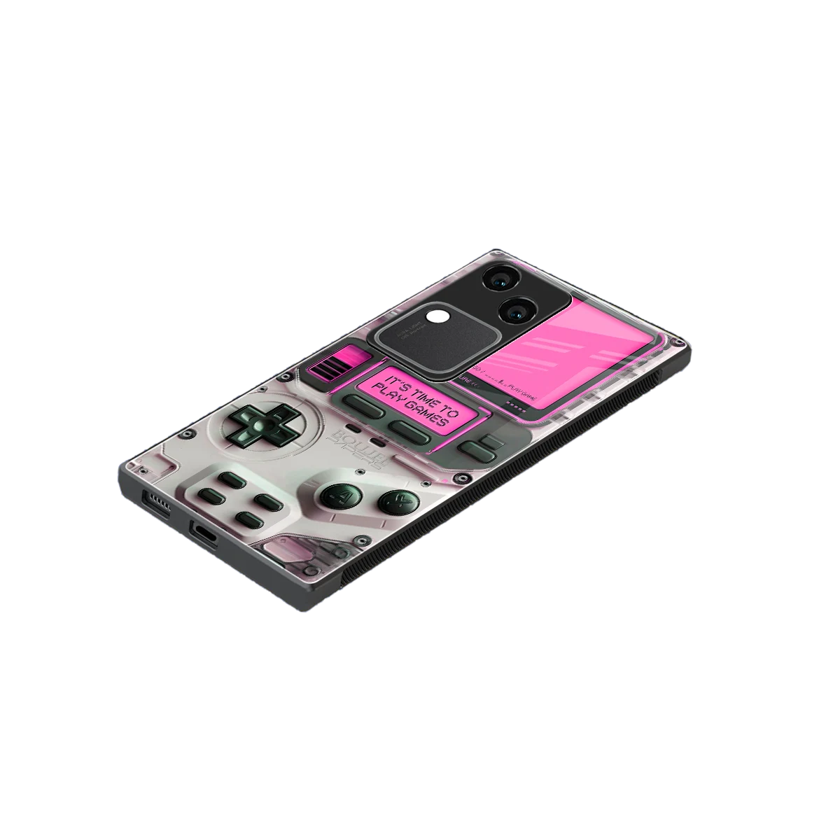 Gameboy Pink stylish phone case for vivo v30 | glossy glass and slim fit
