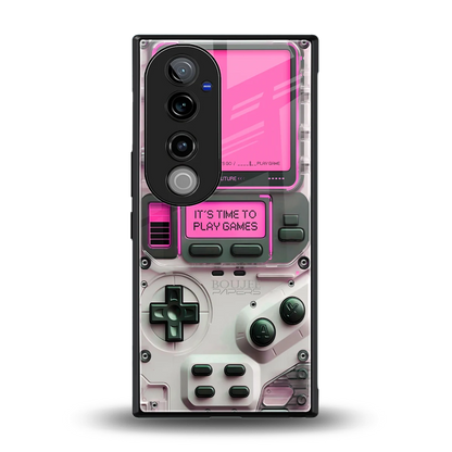 Gameboy Pink back phone cover | glass case for vivo v40 pro