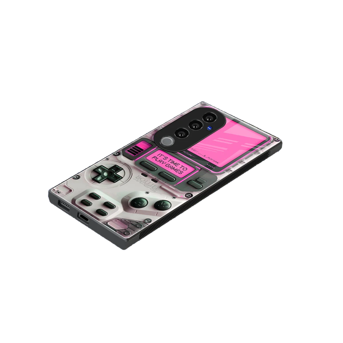 Gameboy Pink stylish phone case for vivo v40 pro | glossy glass and slim fit