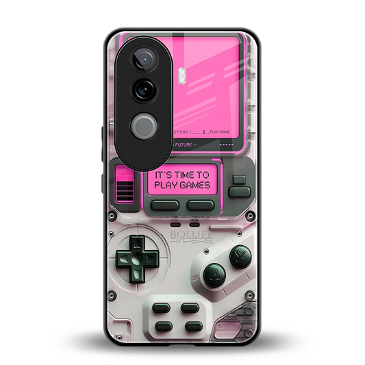 Gameboy Pink back phone cover | glass case for vivo v40e