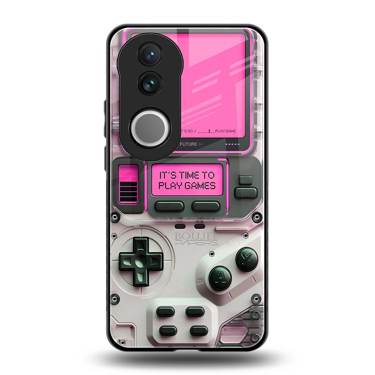Gameboy Pink back phone cover | glass case for vivo v50