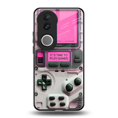 Gameboy Pink back phone cover | glass case for vivo v50