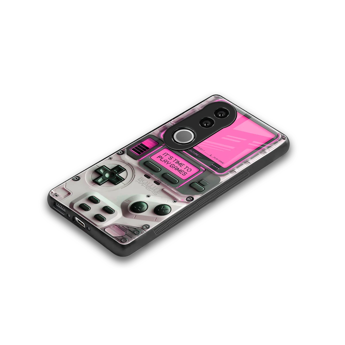 Gameboy Pink stylish phone case for vivo v50 | glossy glass and slim fit