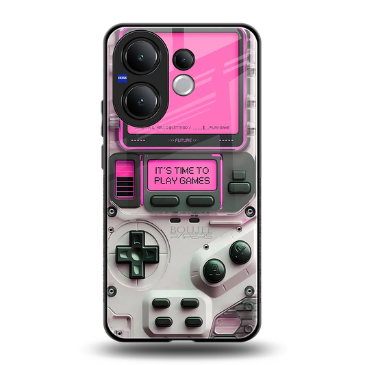 Gameboy Pink back phone cover | glass case for vivo v60