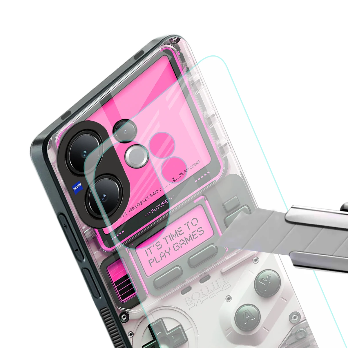 Gameboy Pink stylish phone case for vivo v60 | glossy glass and slim fit