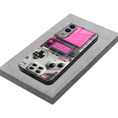 Gameboy Pink stylish phone case for vivo v70 fe | glossy glass and slim fit