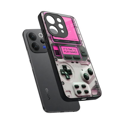 Gameboy Pink sleek vivo v70 cover with tempered glass back and TPU edges