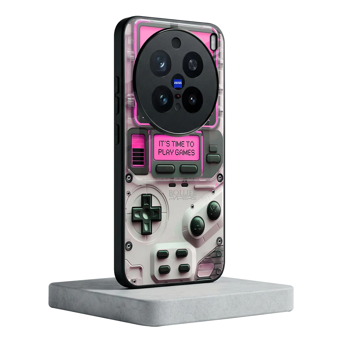 Gameboy Pink vivo x200 pro mobile cover | shockproof glass phone case