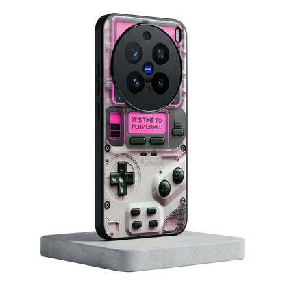 Gameboy Pink vivo x200 pro mobile cover | shockproof glass phone case