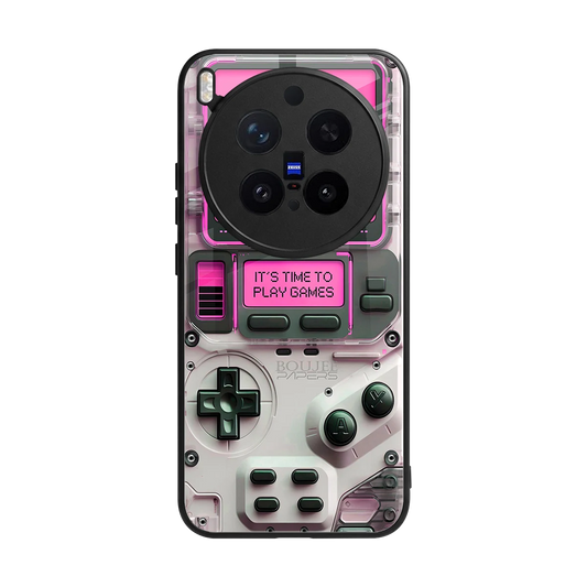 Gameboy Pink back phone cover | glass case for vivo x300 pro