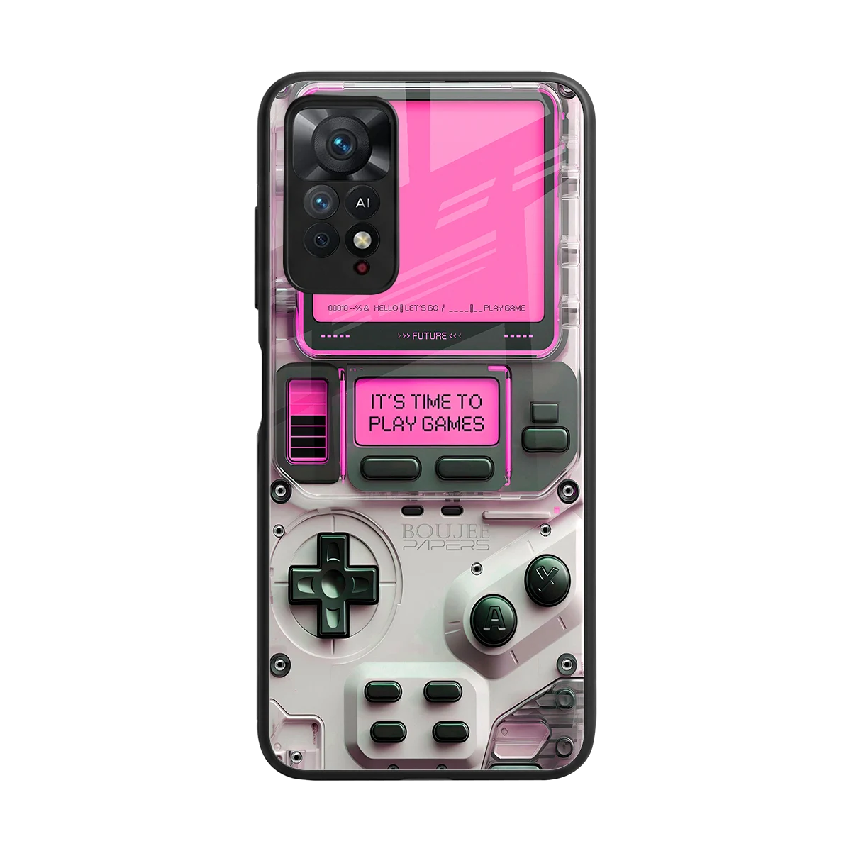 Gameboy Pink back phone cover | glass case for redmi note 11 pro