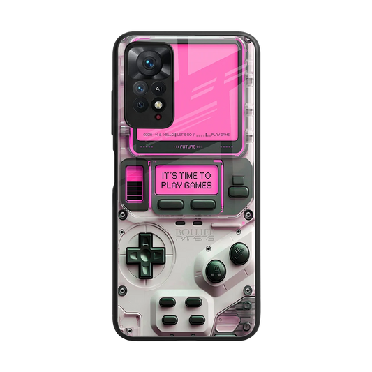 Gameboy Pink back phone cover | glass case for redmi note 11 pro
