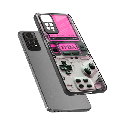 Gameboy Pink sleek redmi note 11 pro cover with tempered glass back and TPU edges