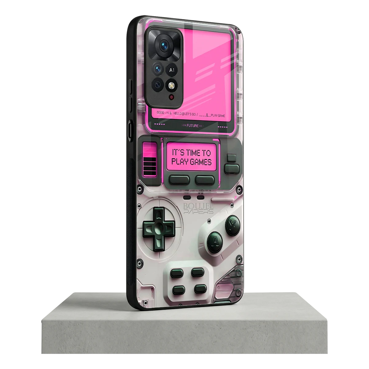 Gameboy Pink redmi note 11 pro mobile cover | shockproof glass phone case