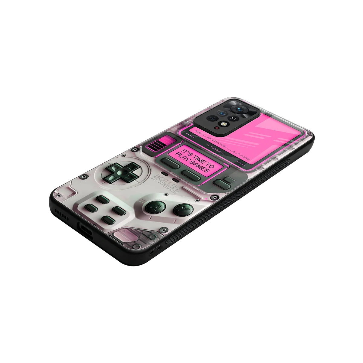 Gameboy Pink stylish phone case for redmi note 11 pro | glossy glass and slim fit
