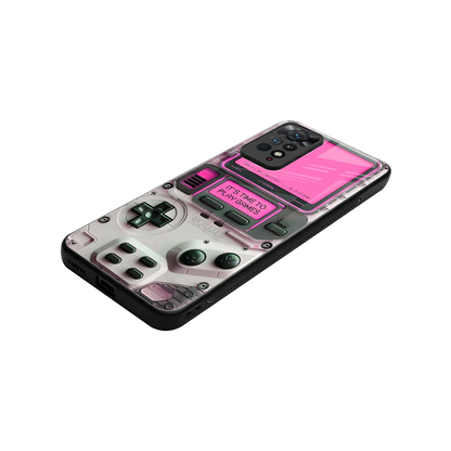 Gameboy Pink stylish phone case for redmi note 11 pro | glossy glass and slim fit