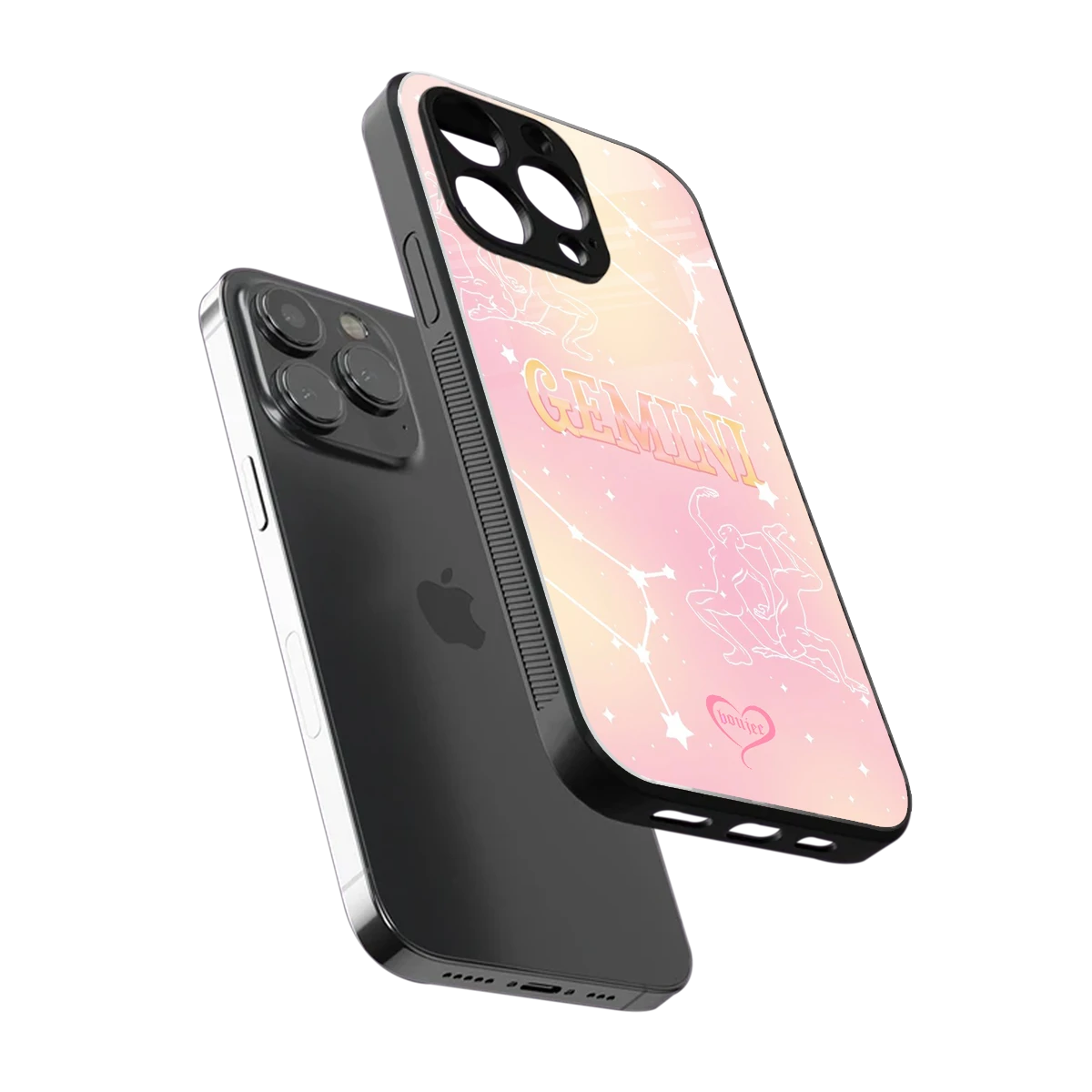 Gemini Aura sleek iphone 15 pro max cover with tempered glass back and TPU edges