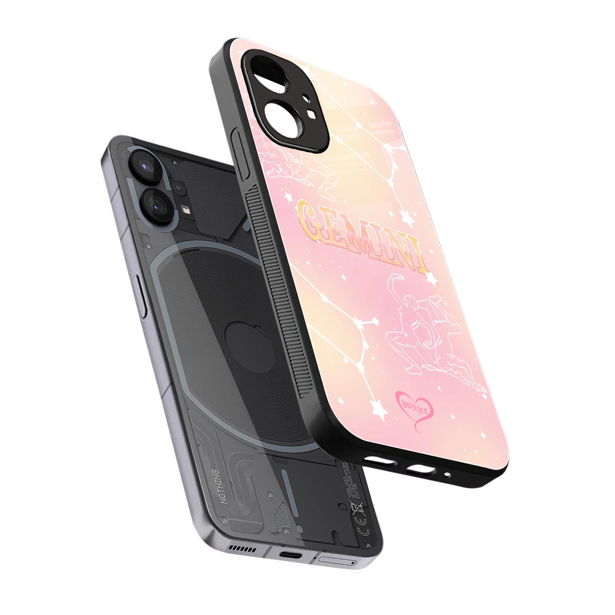 Gemini Aura sleek nothing phone 1 cover with tempered glass back and TPU edges