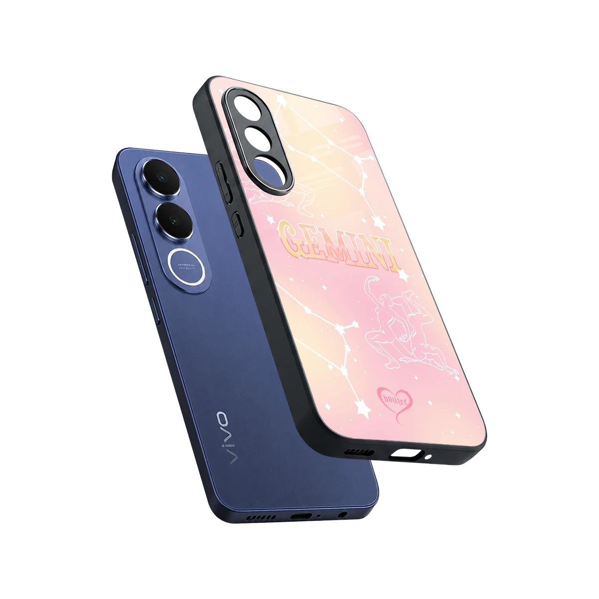 Gemini Aura sleek vivo v70 fe cover with tempered glass back and TPU edges