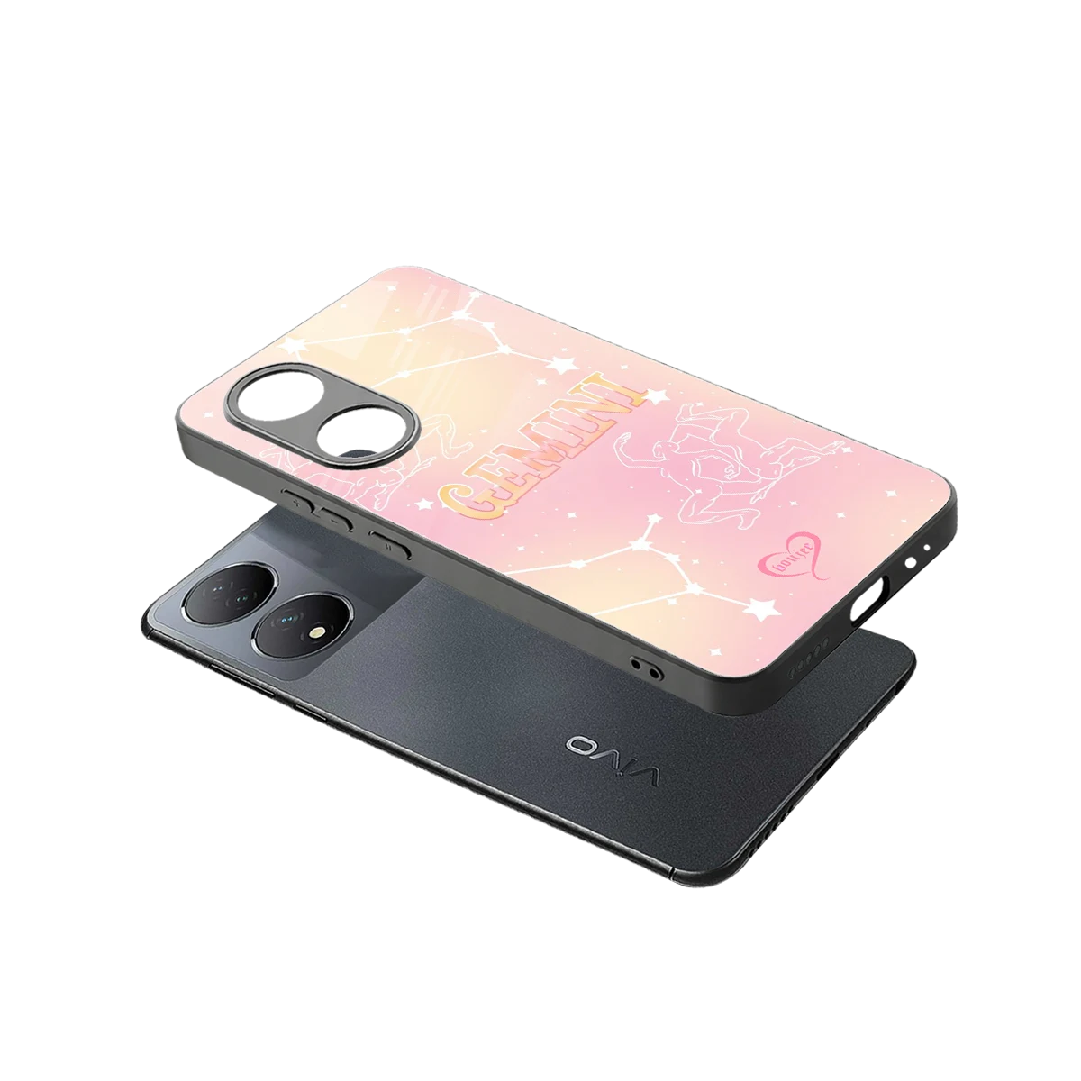 Gemini Aura sleek Vivo-y100 cover with tempered glass back and TPU edges