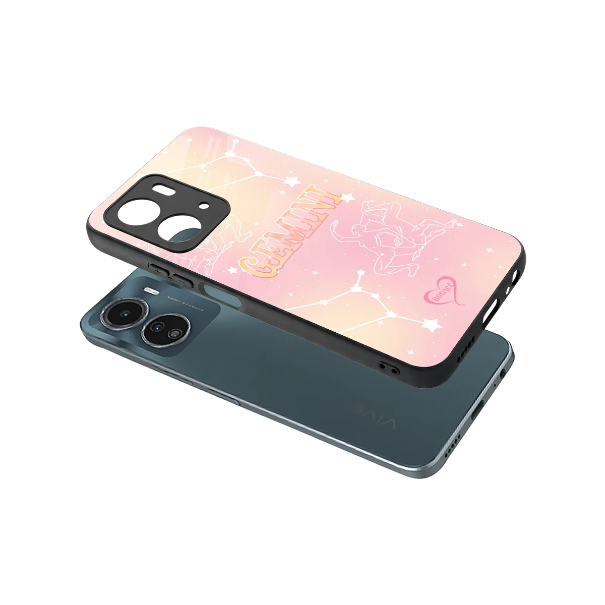 Gemini Aura sleek vivo y16 cover with tempered glass back and TPU edges