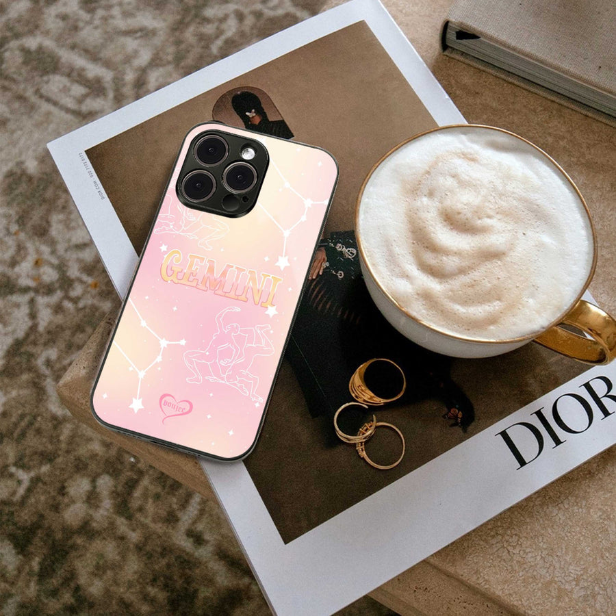 Gemini Aura Phone Case for Iphone 15 Pro | Glass Case