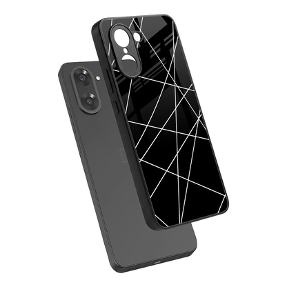 Geomatric Black sleek oneplus nord ce5 5g cover with tempered glass back and TPU edges