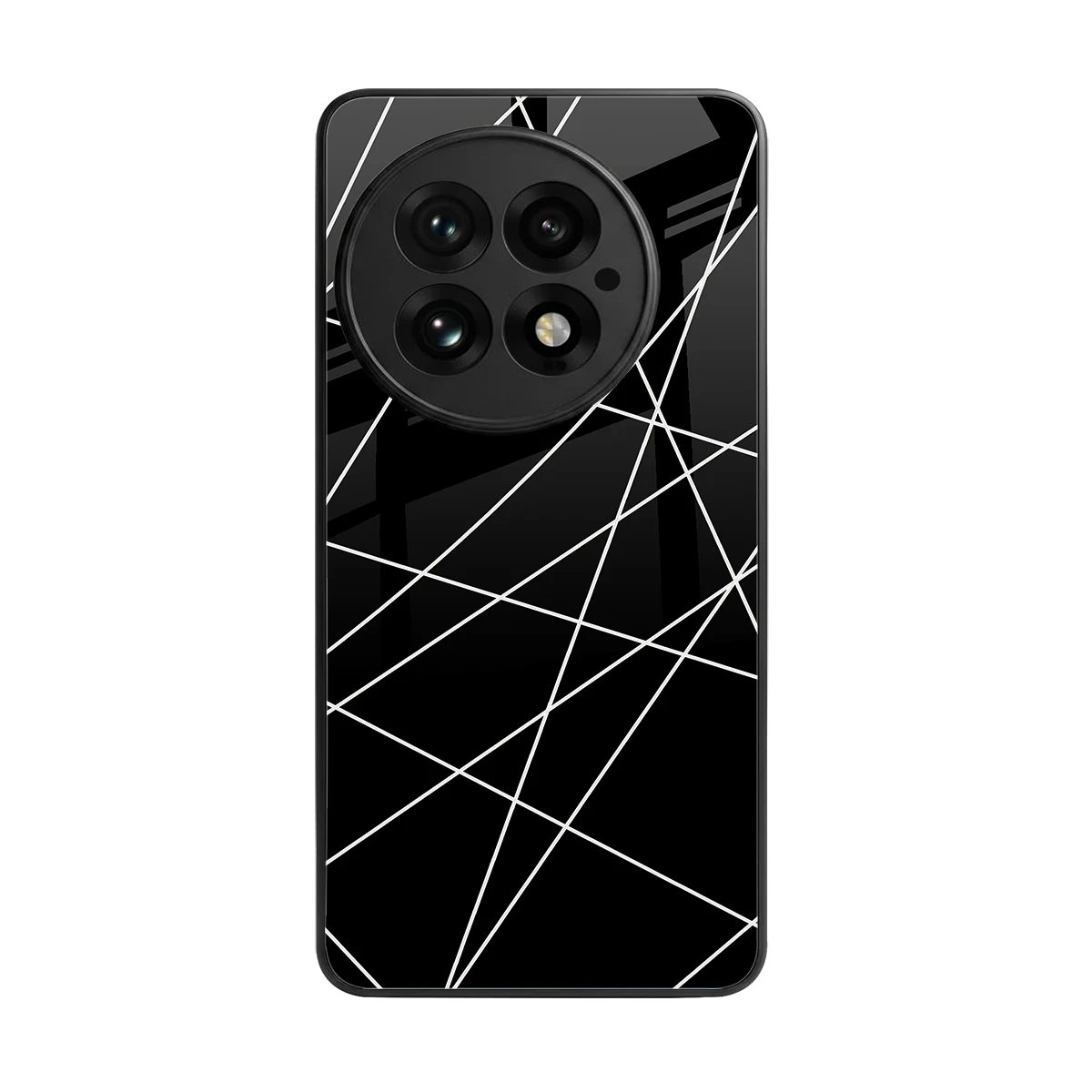 Geomatric Black back phone cover | glass case for oneplus 13